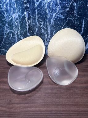 Bra Insert Bundle Foam B Cup & Silicone A Cup Push Up Pads Lot of 2 Pairs
